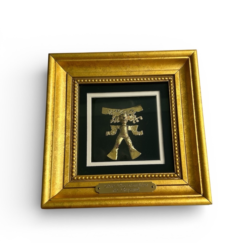 REPROSA 24K Gold On 925 Sterling Silver Vermeil Brooch Pendant Gold Framed